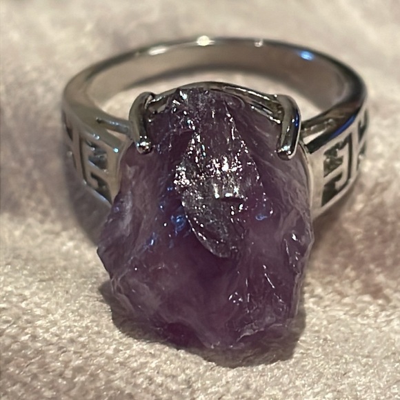 AMETHYST Rough Cut Chunky Ring Size 6 NWOTS - Picture 2 of 9